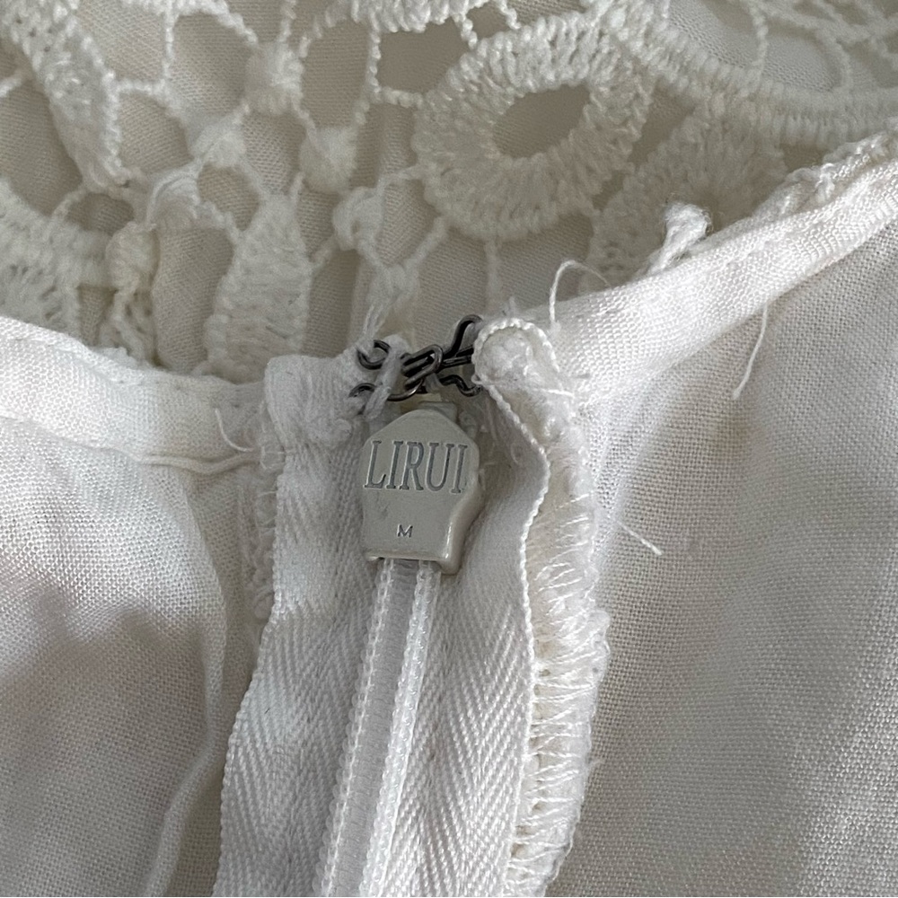 Hollister Co. High Neck Cut Out Back Crochet Lace White Dress Women's Size XS - Picture 7 of 14